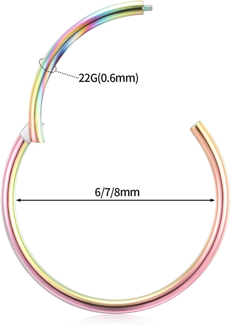 FUNLMO Store 316L Surgical Steel Hinged Segment Nose Ring Hoop for Nose Septum Cartilage Helix Tragus Conch Rook Daith Lobe Lip Piercings 1 Pc - Image 2
